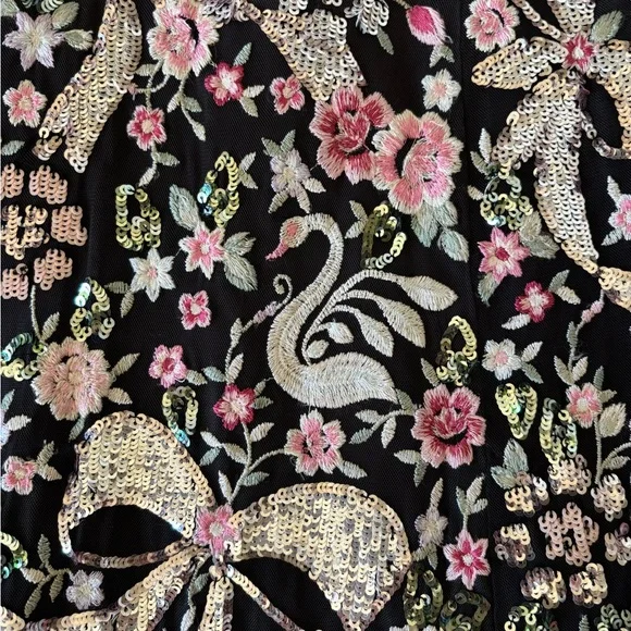 Needle & Thread Black Maxi Dress with Pink Floral Embroidery - Picture 3 of 6